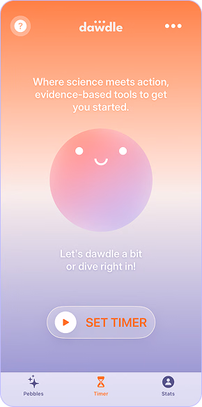 Timer screen with Pebbles
